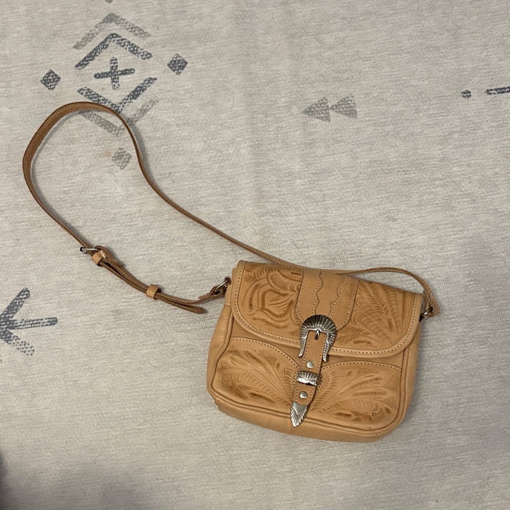 Western Tan Leather Crossbody Bag